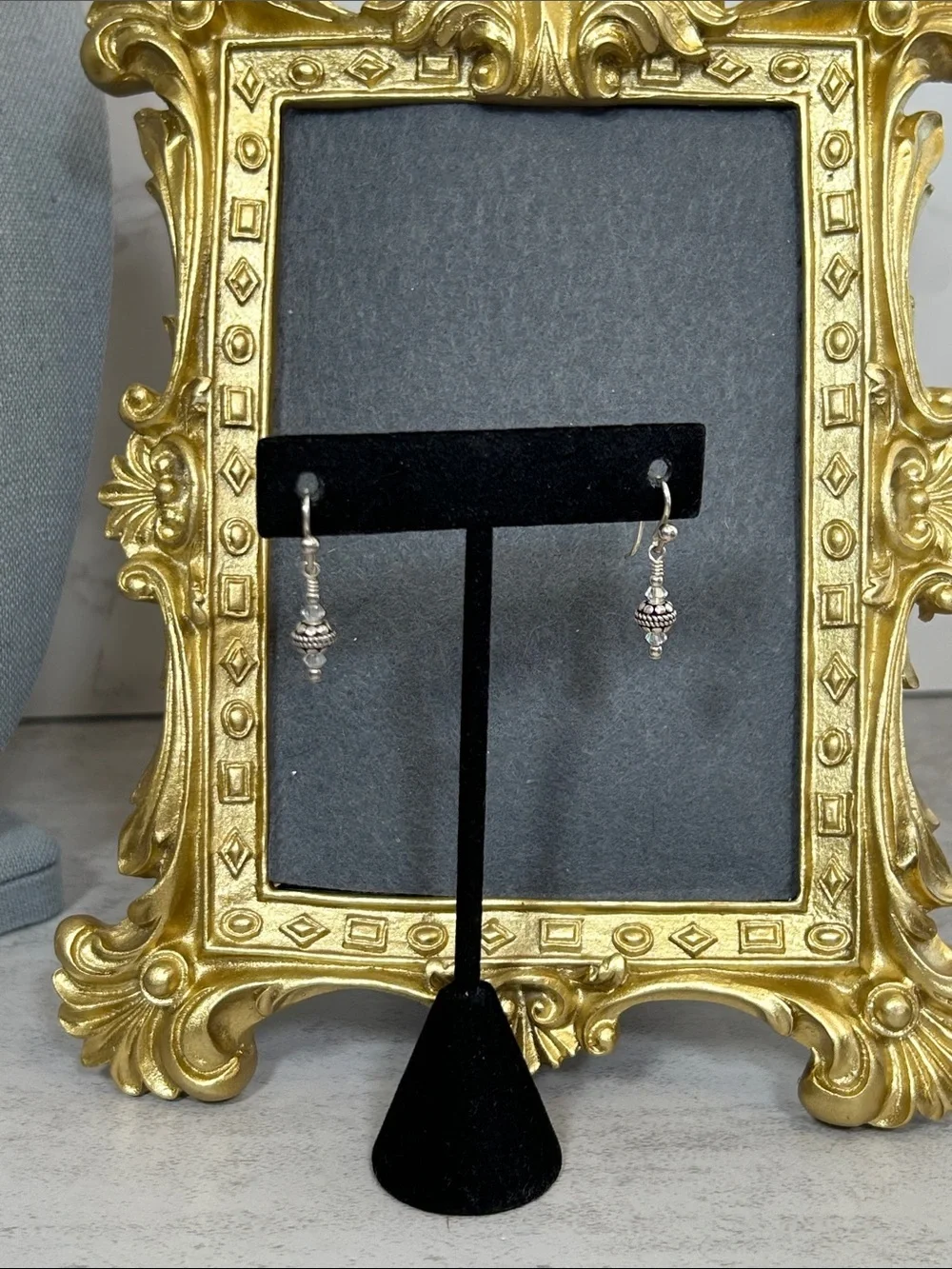 Sterling Silver Beaded Drop Earrings - Silver